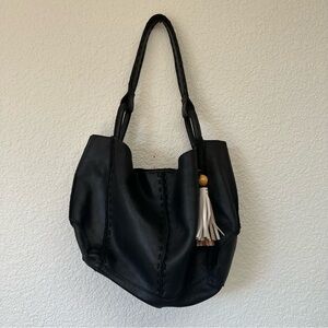 Elegant Black Leather Tote Bag